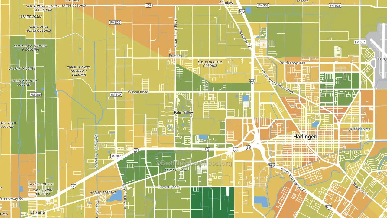 Palm Valley, TX block-group voter-turnout map