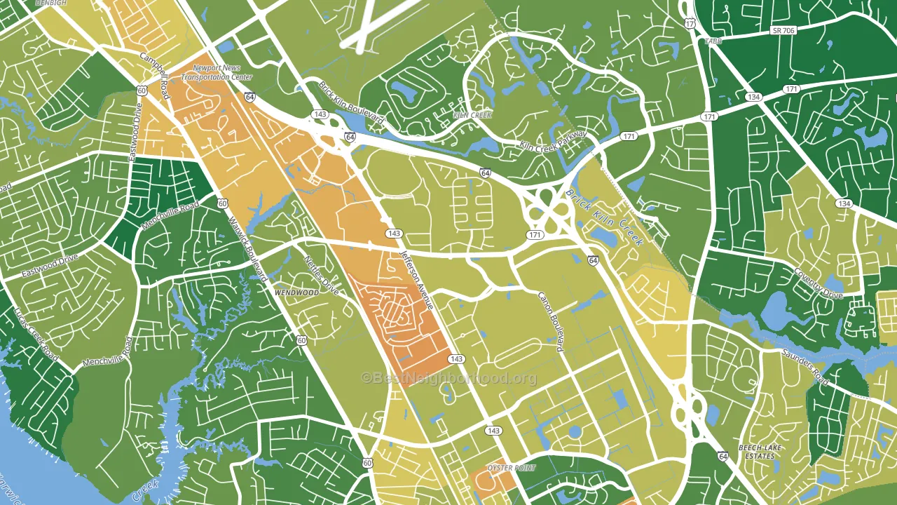 Palmer, Newport News, VA block-group voter-turnout map