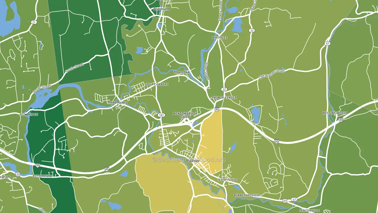 Palmer Town, MA block-group voter-turnout map