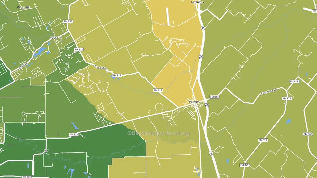 Palmer, TX block-group voter-turnout map