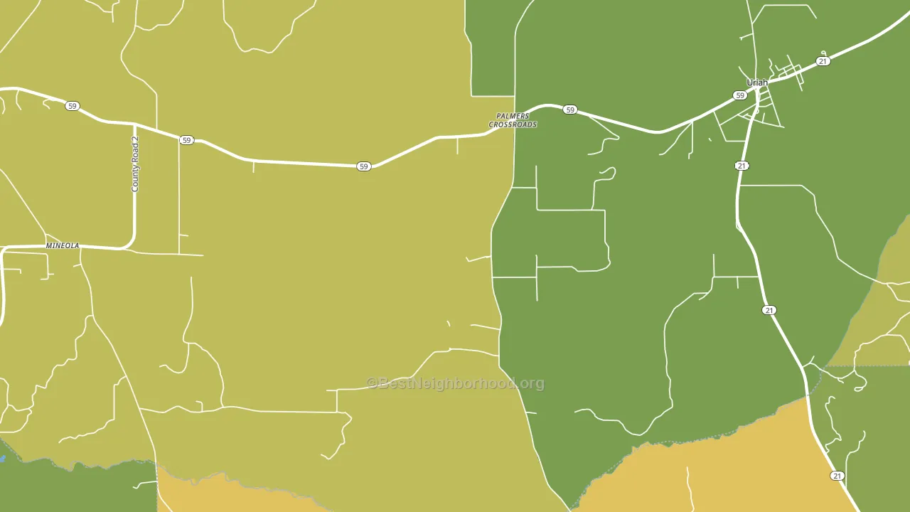 Palmers Crossroads, AL block-group voter-turnout map