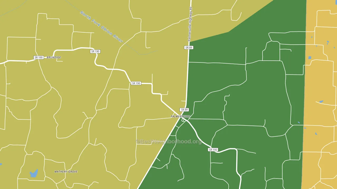 Palmersville, TN block-group voter-turnout map