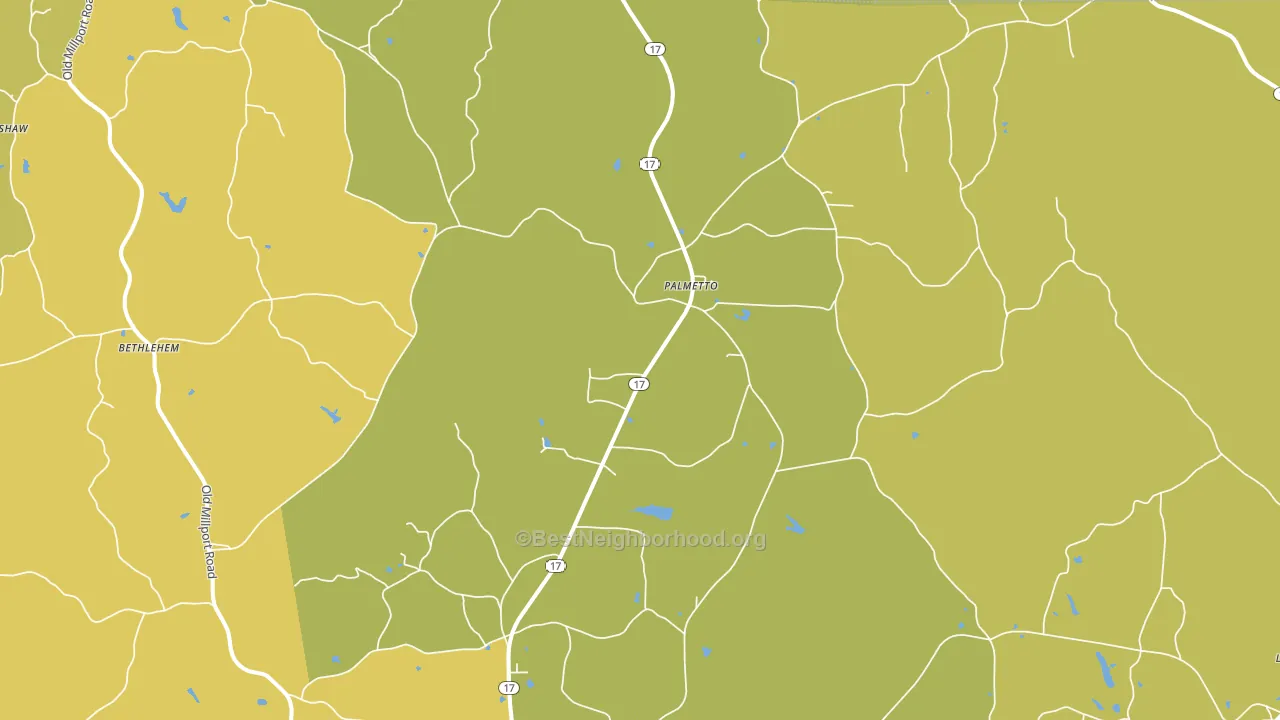 Palmetto, AL block-group voter-turnout map