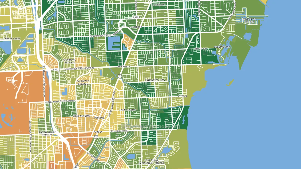 Palmetto Bay, FL block-group voter-turnout map