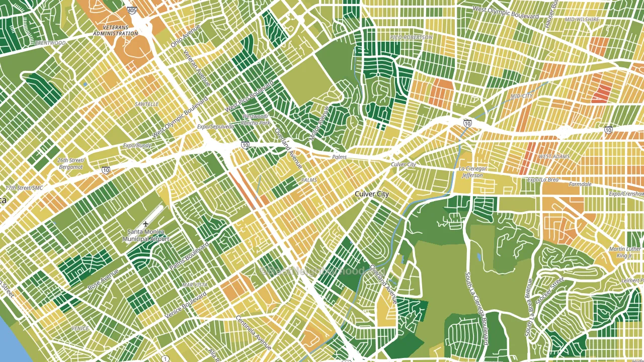 Palms, Los Angeles, CA block-group voter-turnout map