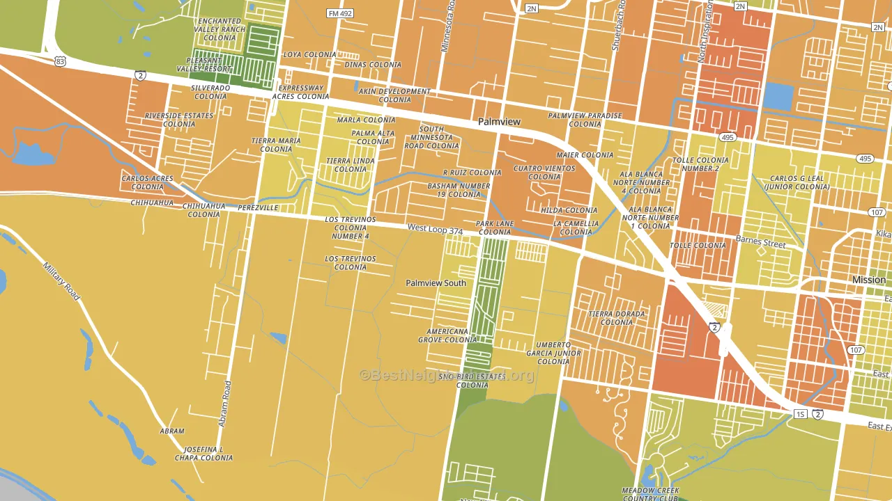 Palmview South, TX block-group voter-turnout map