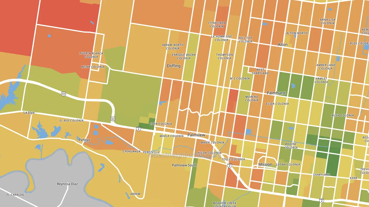 Palmview, TX block-group voter-turnout map