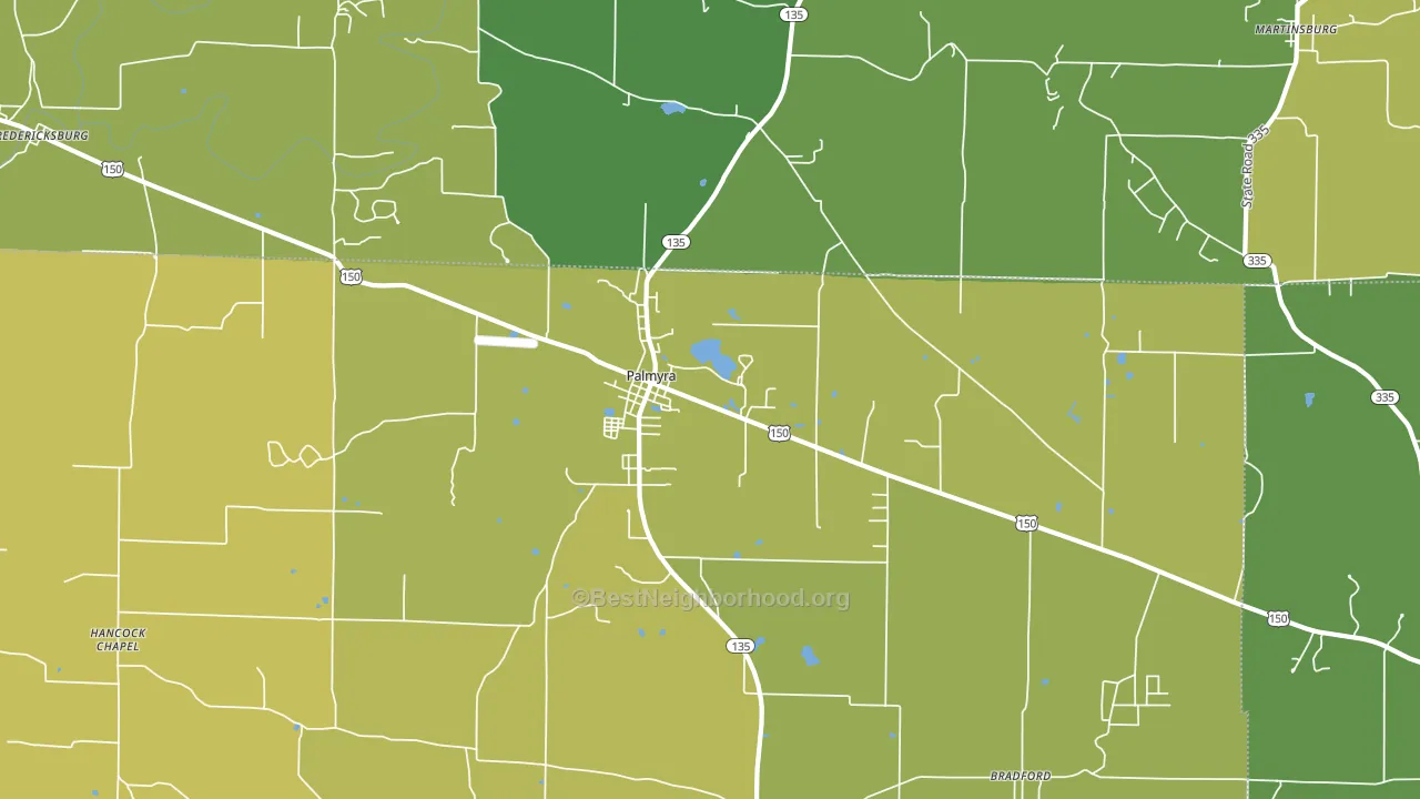 Palmyra, IN block-group voter-turnout map
