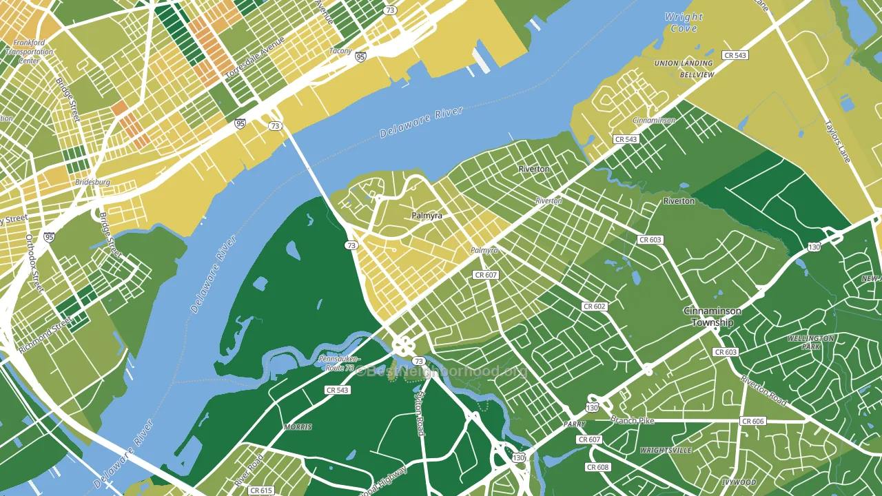Palmyra, NJ block-group voter-turnout map