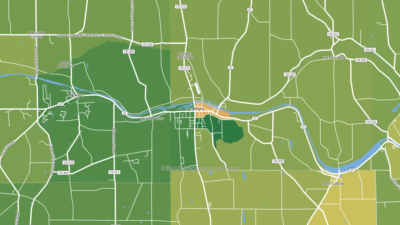 Palmyra, NY block-group voter-turnout map