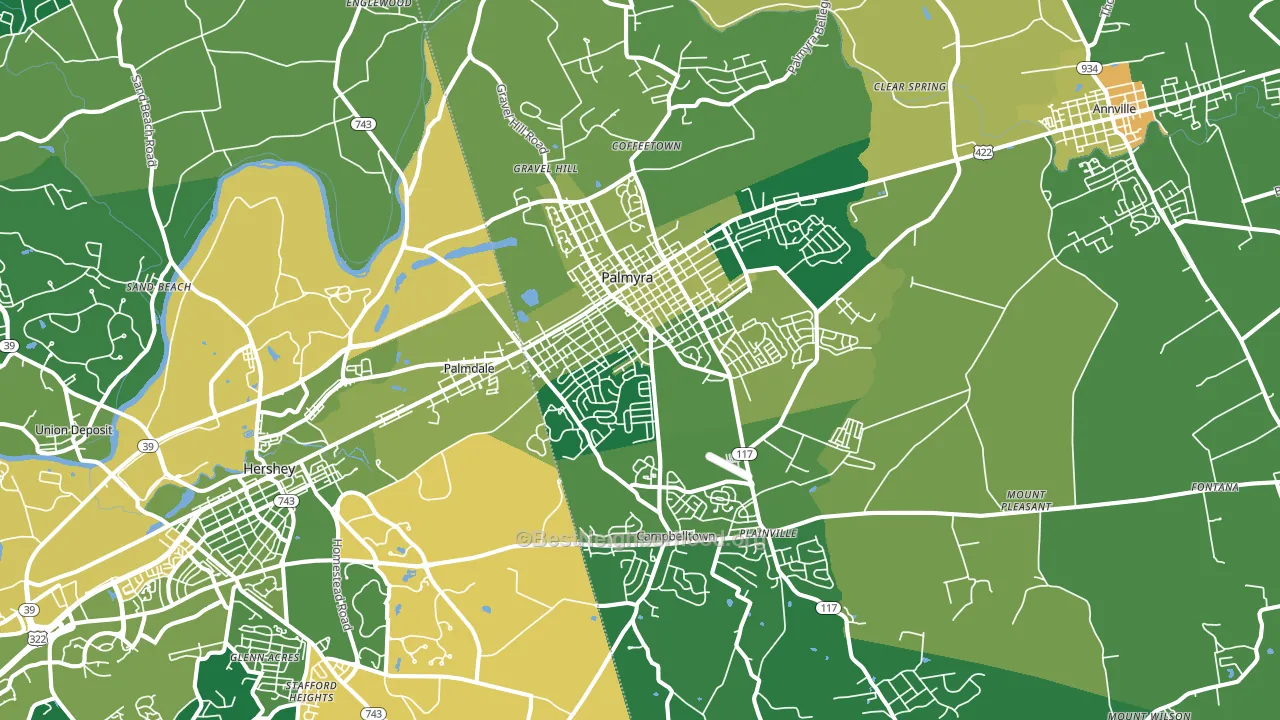 Palmyra, PA block-group voter-turnout map