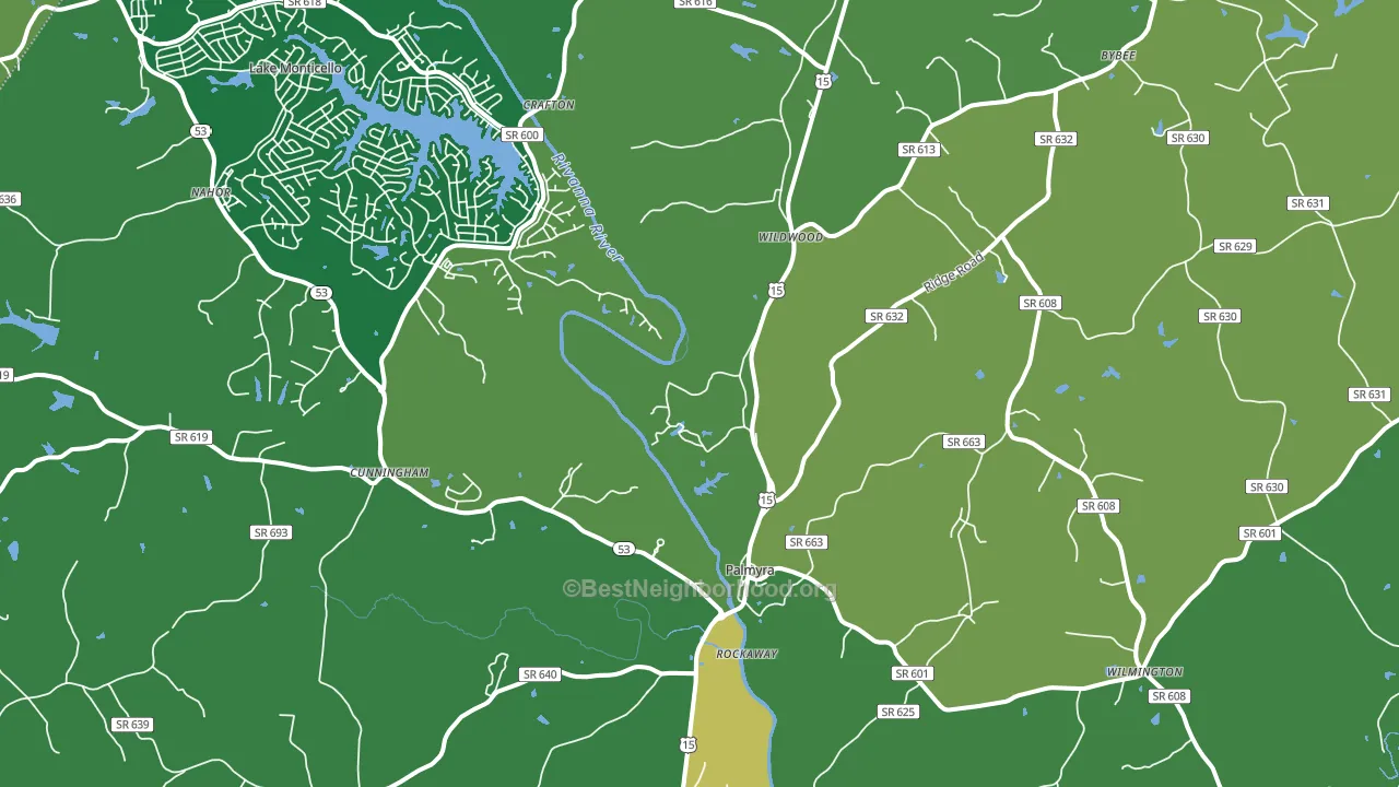 Palmyra, VA block-group voter-turnout map