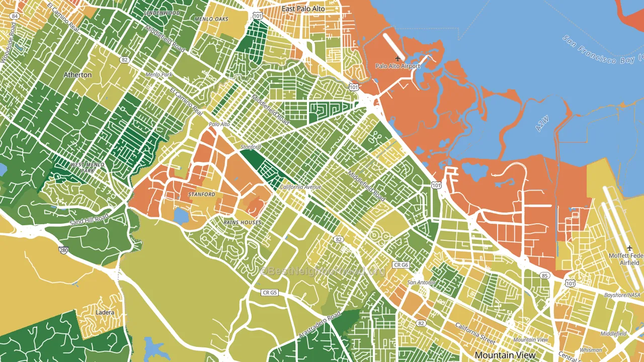 Palo Alto, CA block-group voter-turnout map
