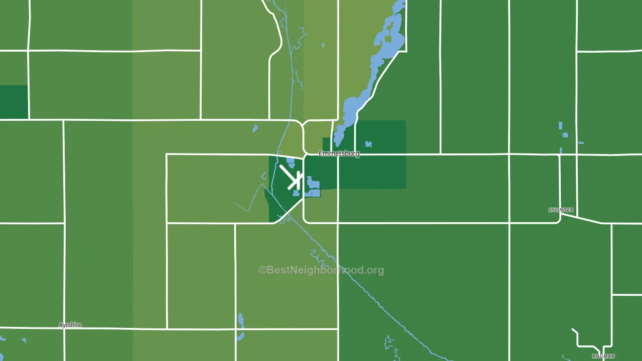 Palo Alto County, IA block-group voter-turnout map