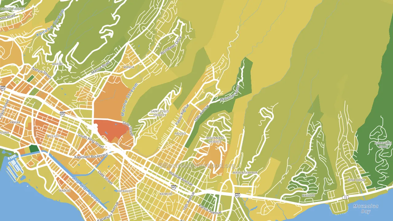 Palolo, Honolulu, HI block-group voter-turnout map
