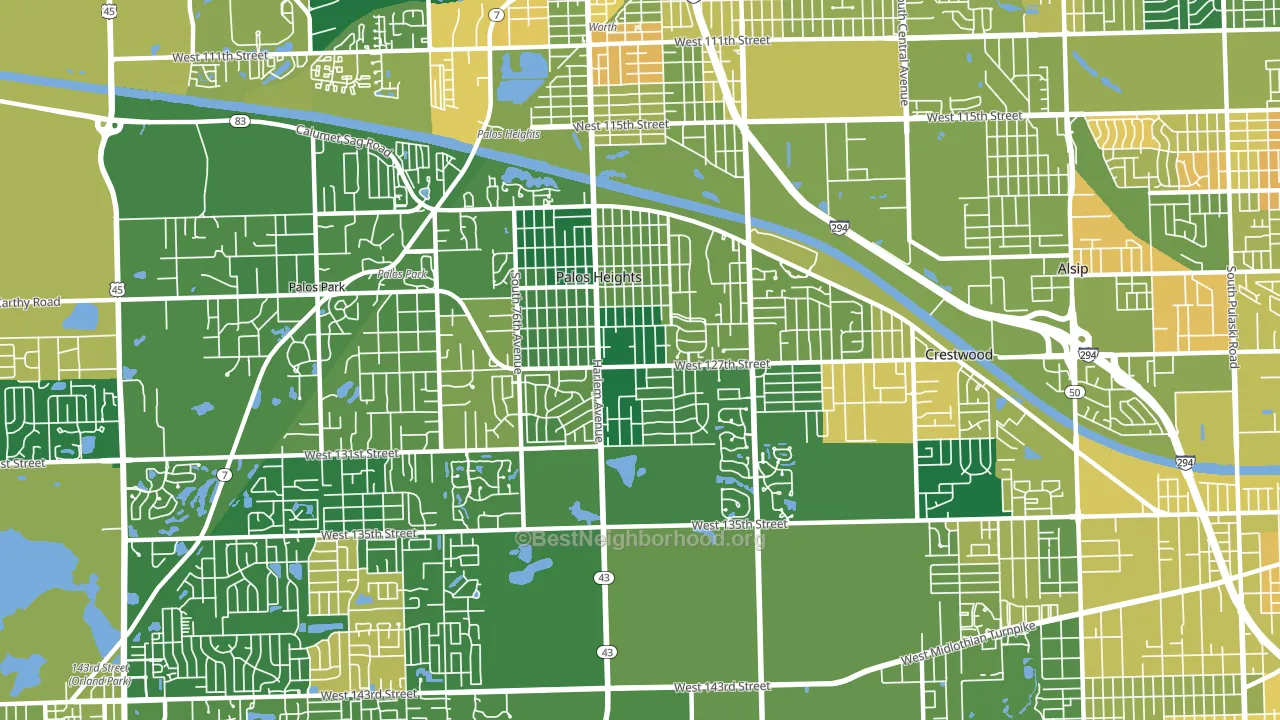 Palos Heights, IL block-group voter-turnout map