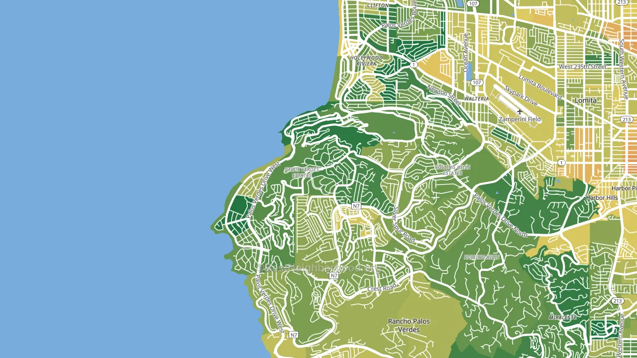 Palos Verdes Estates, CA block-group voter-turnout map