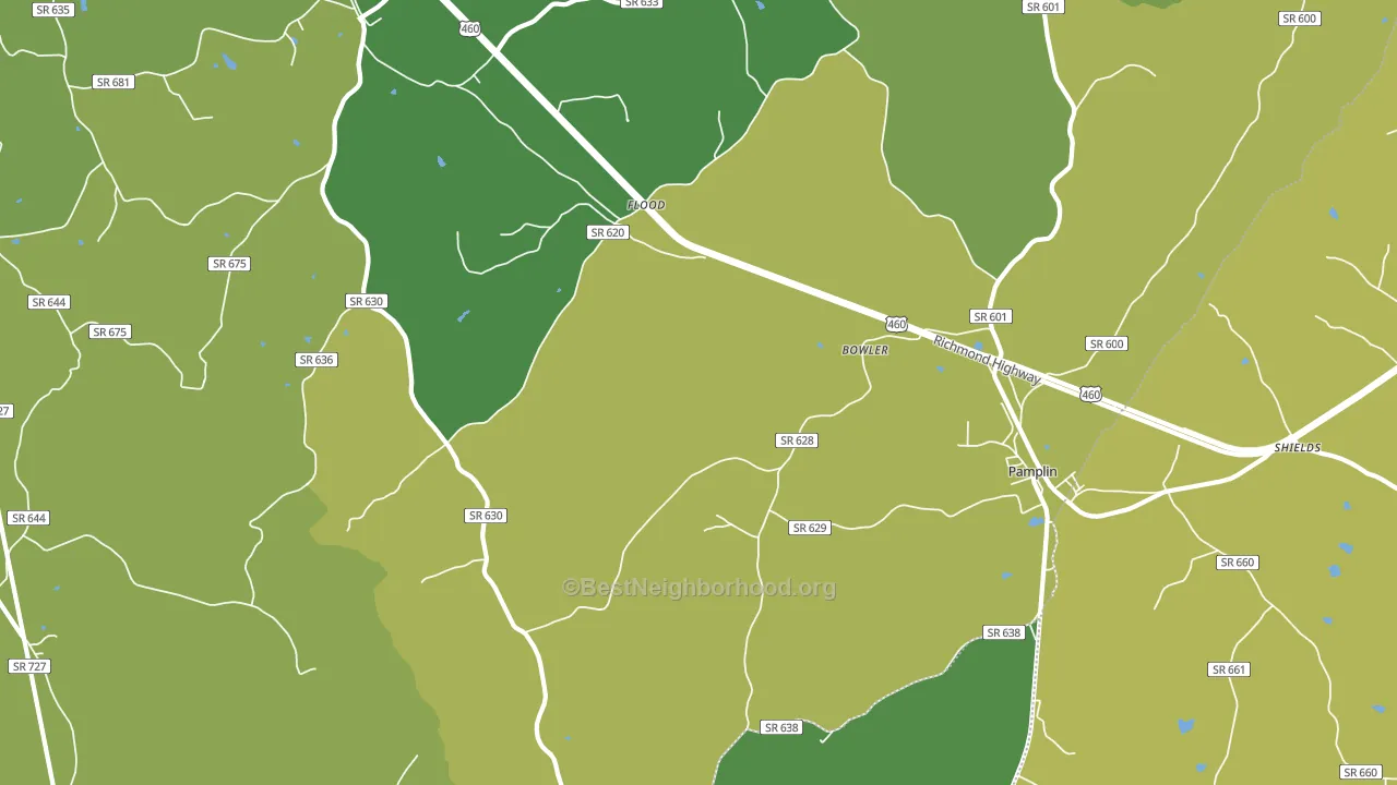 Pamplin City, VA block-group voter-turnout map