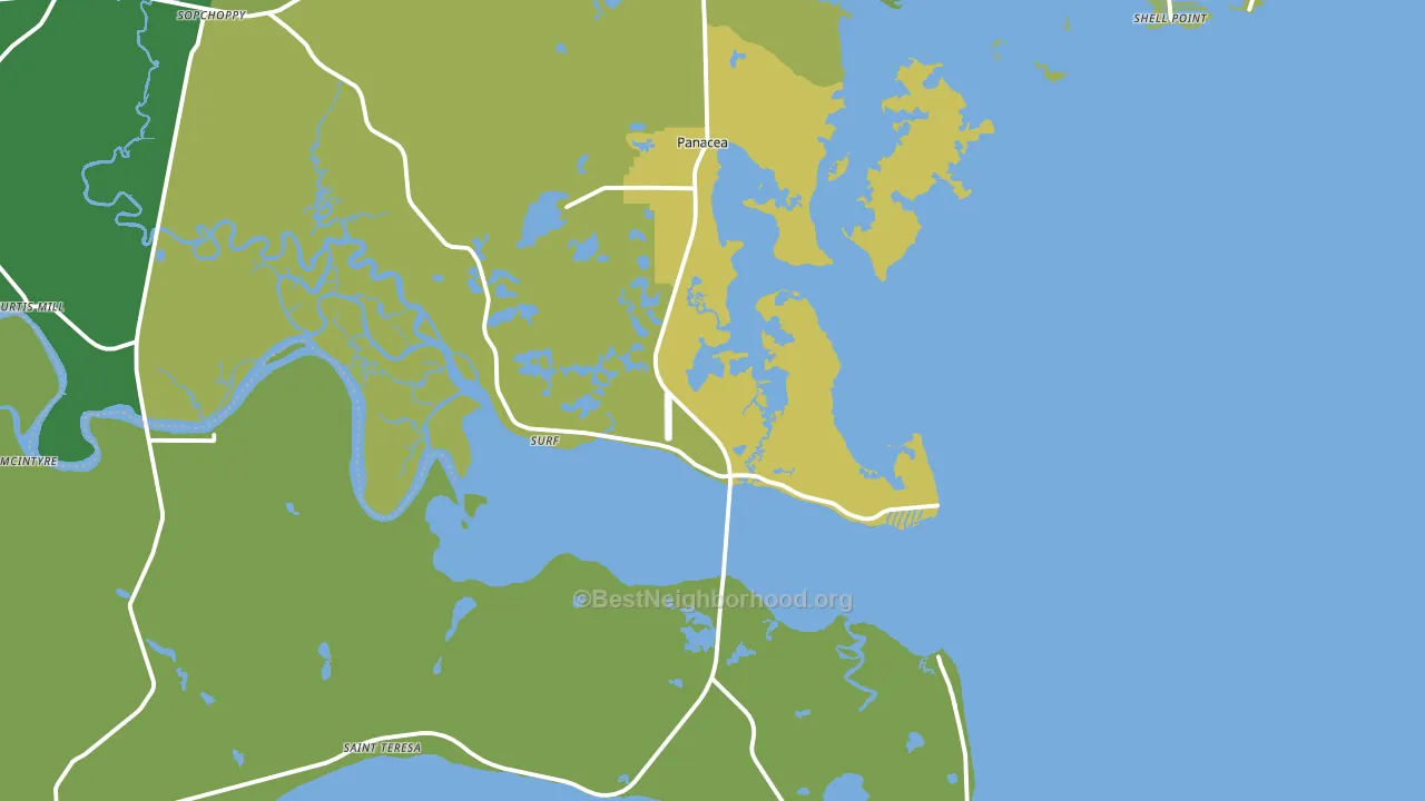 Panacea, FL block-group voter-turnout map