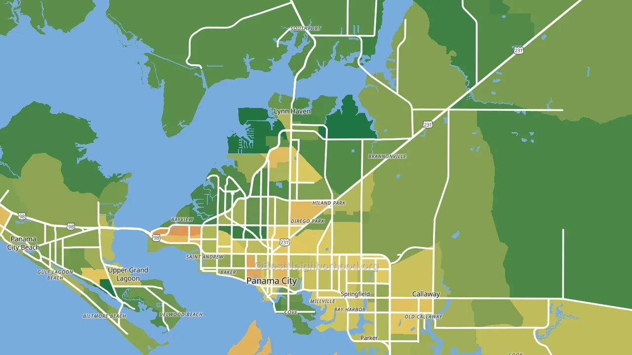 Panama City, FL block-group voter-turnout map