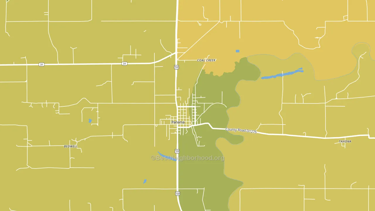 Panama, OK block-group voter-turnout map