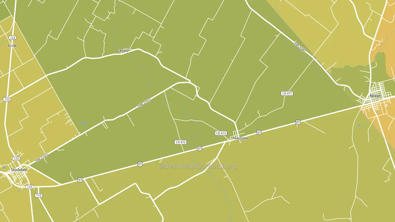 Pandora, TX block-group voter-turnout map