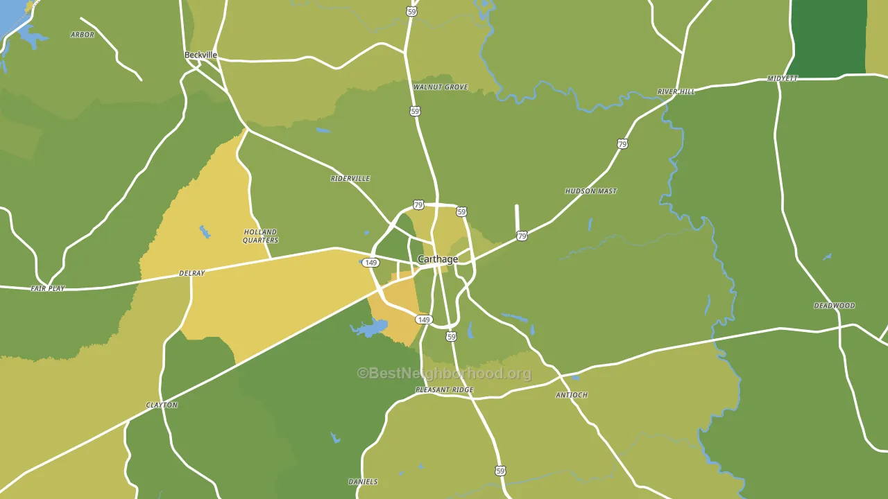 Panola County, TX block-group voter-turnout map
