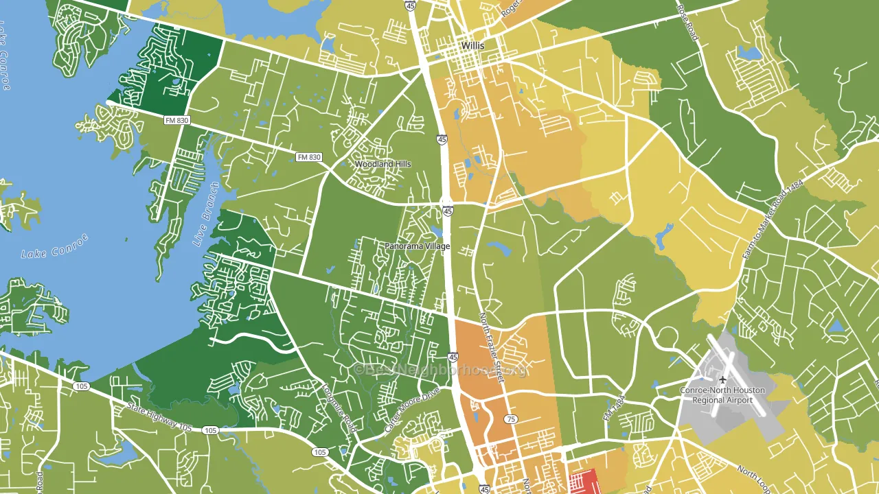 Panorama Village, TX block-group voter-turnout map