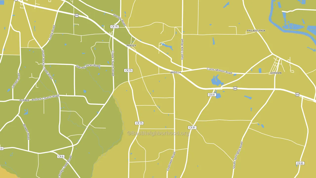 Pansey, AL block-group voter-turnout map