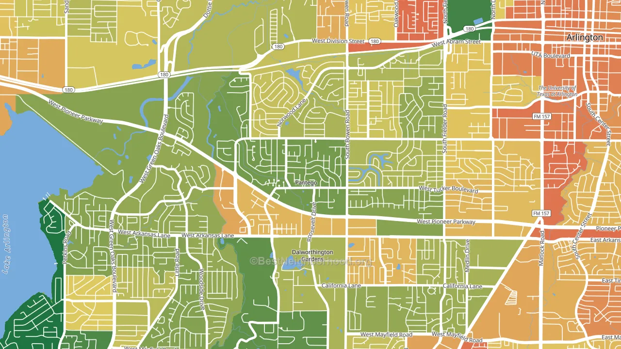 Pantego, TX block-group voter-turnout map