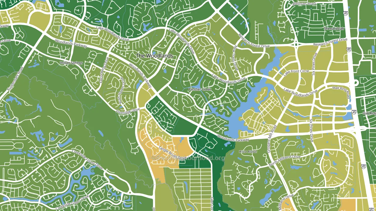 Panther Creek, The Woodlands, TX block-group voter-turnout map