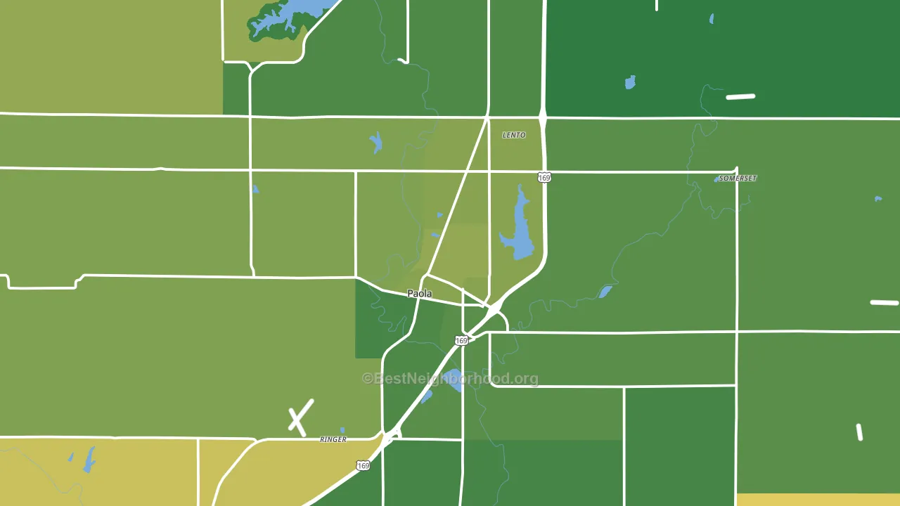 Paola, KS block-group voter-turnout map