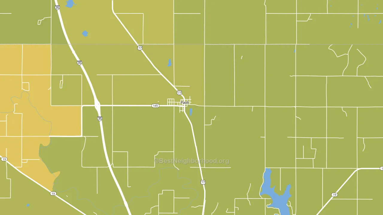 Paoli, OK block-group voter-turnout map