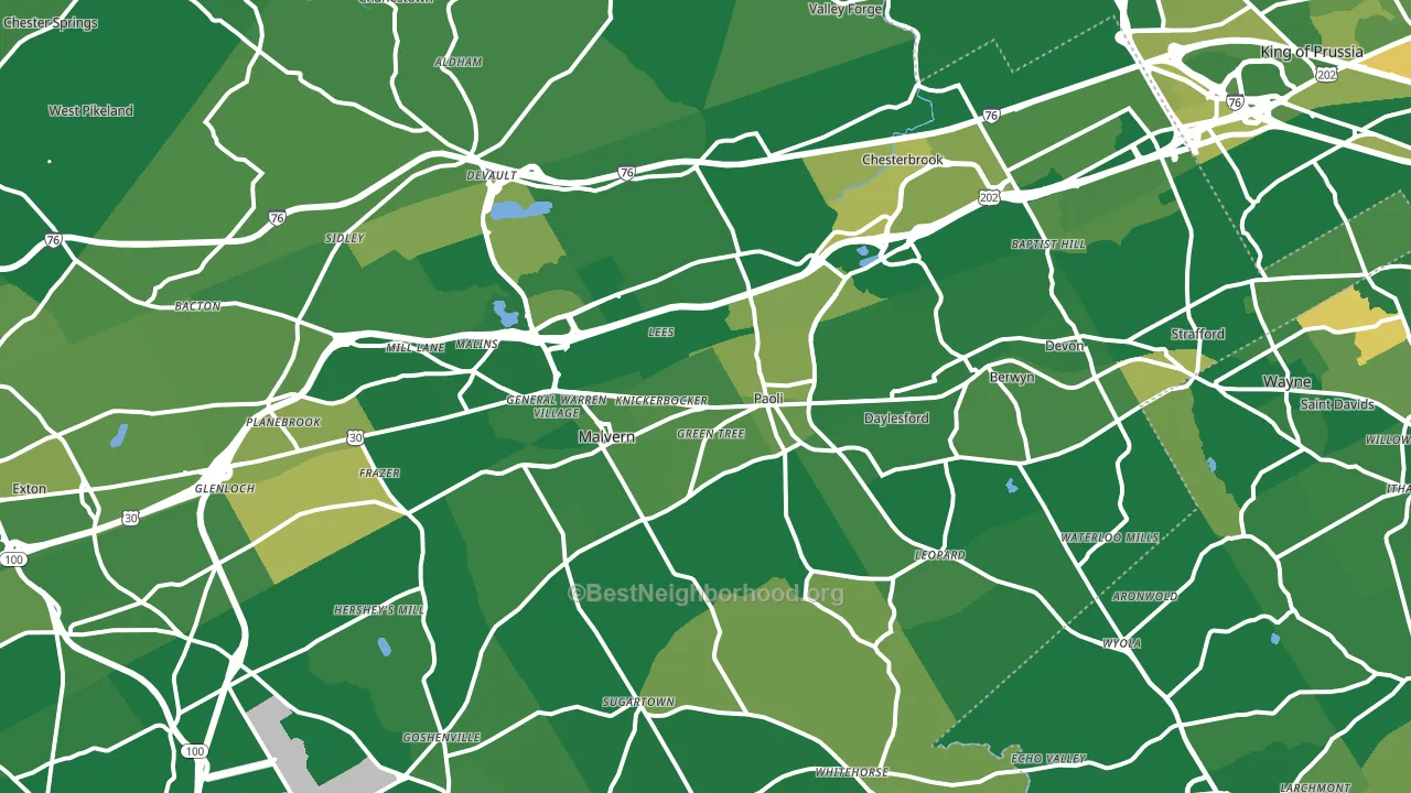 Paoli, PA block-group voter-turnout map