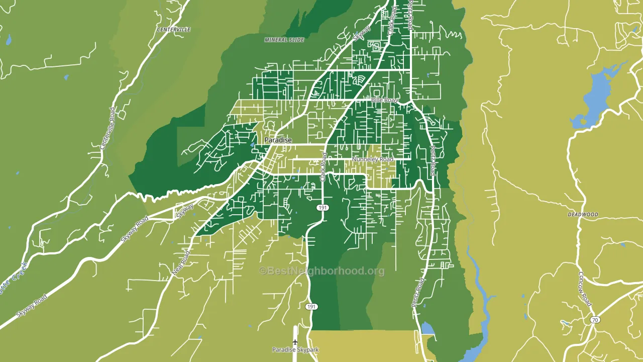 Paradise, CA block-group voter-turnout map