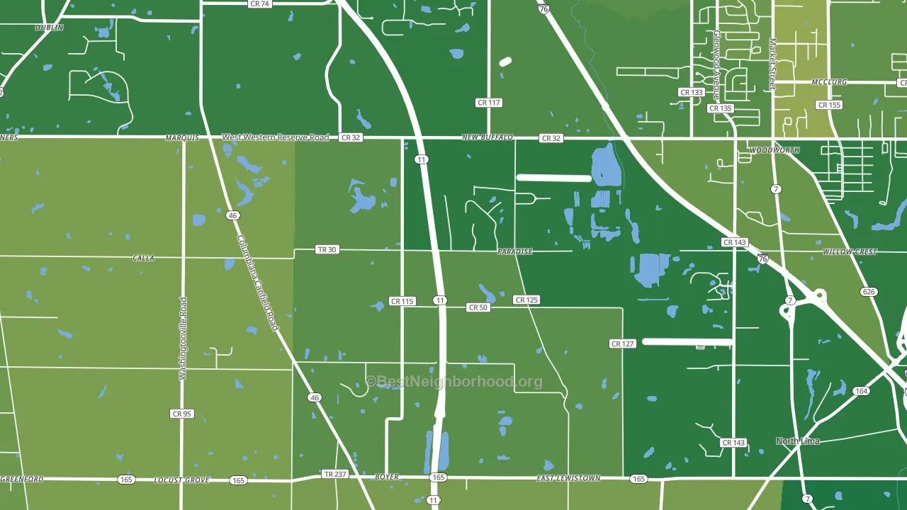 Paradise, OH block-group voter-turnout map