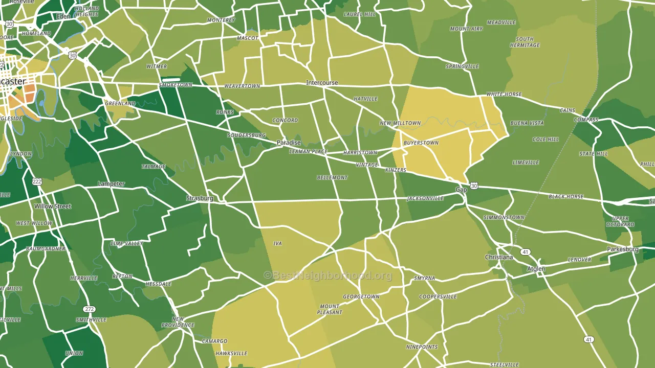 Paradise, PA block-group voter-turnout map