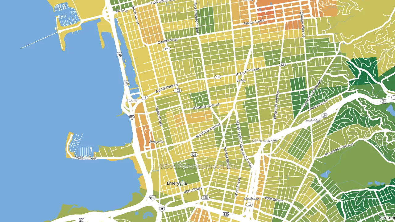 Paradise Park, Emeryville, CA block-group voter-turnout map