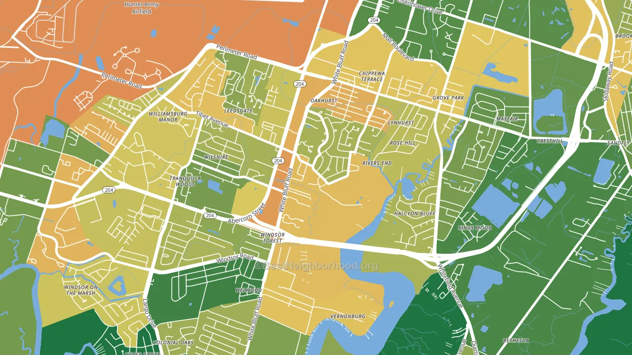 Paradise Park, Savannah, GA block-group voter-turnout map