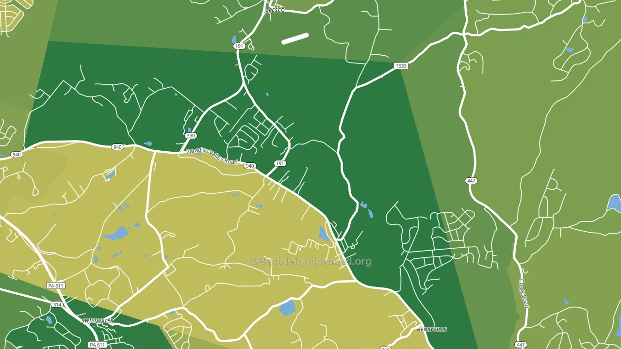 Paradise Valley, PA block-group voter-turnout map