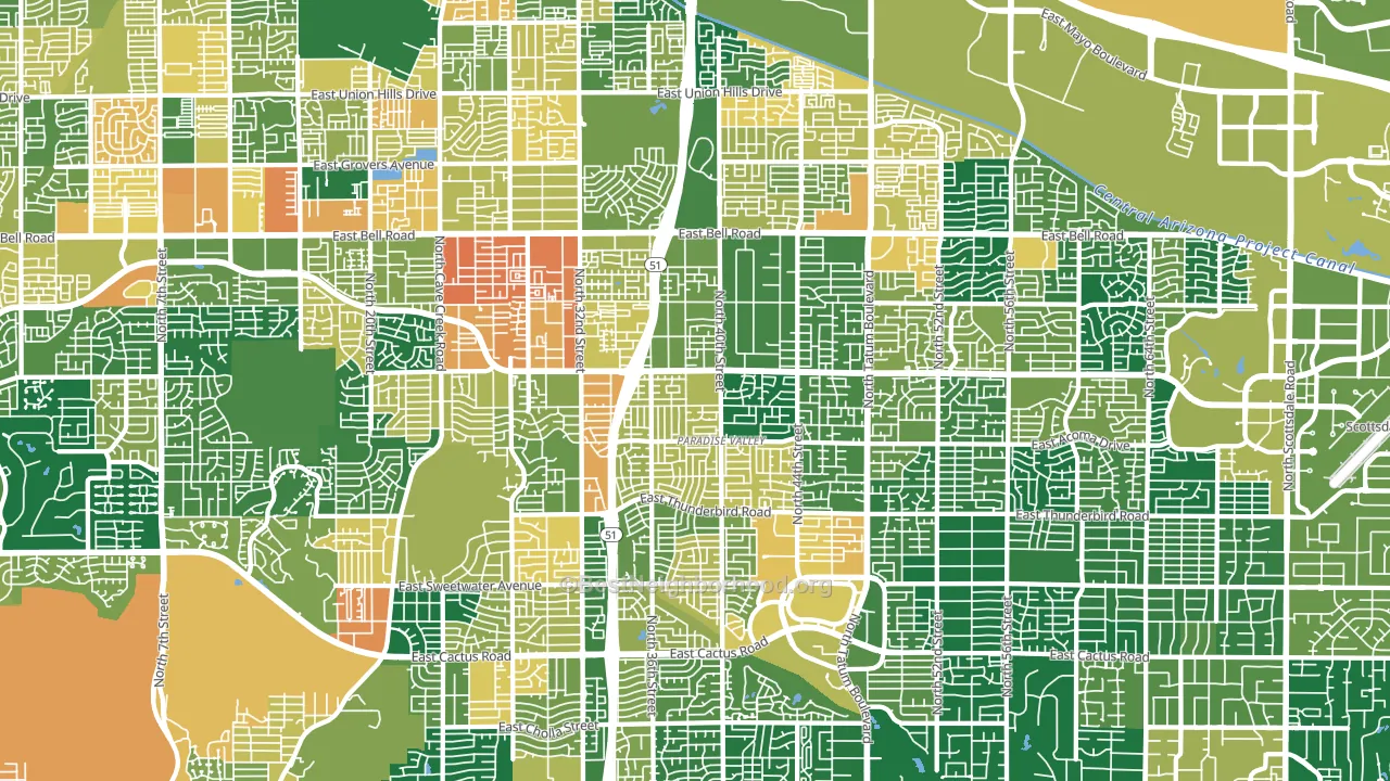 Paradise Valley, Phoenix, AZ block-group voter-turnout map