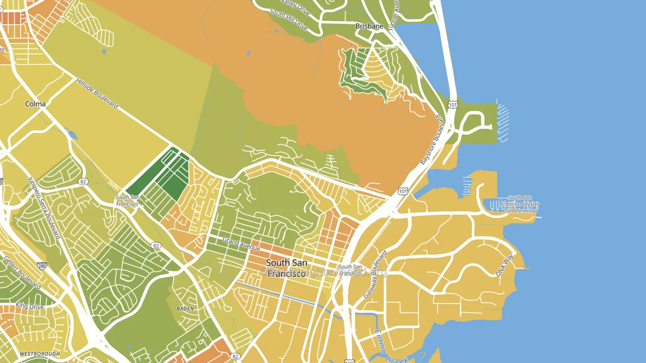 Paradise Valley, South San Francisco, CA block-group voter-turnout map