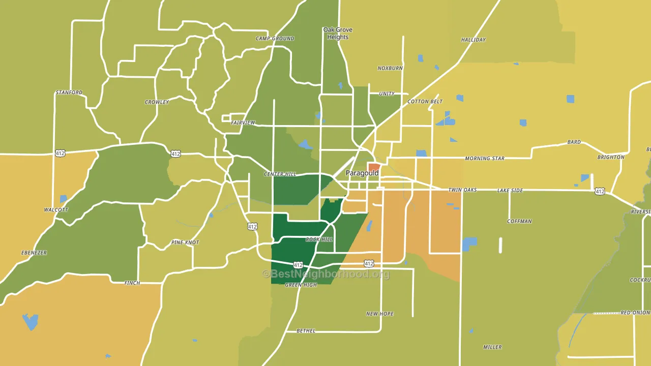 Paragould, AR block-group voter-turnout map