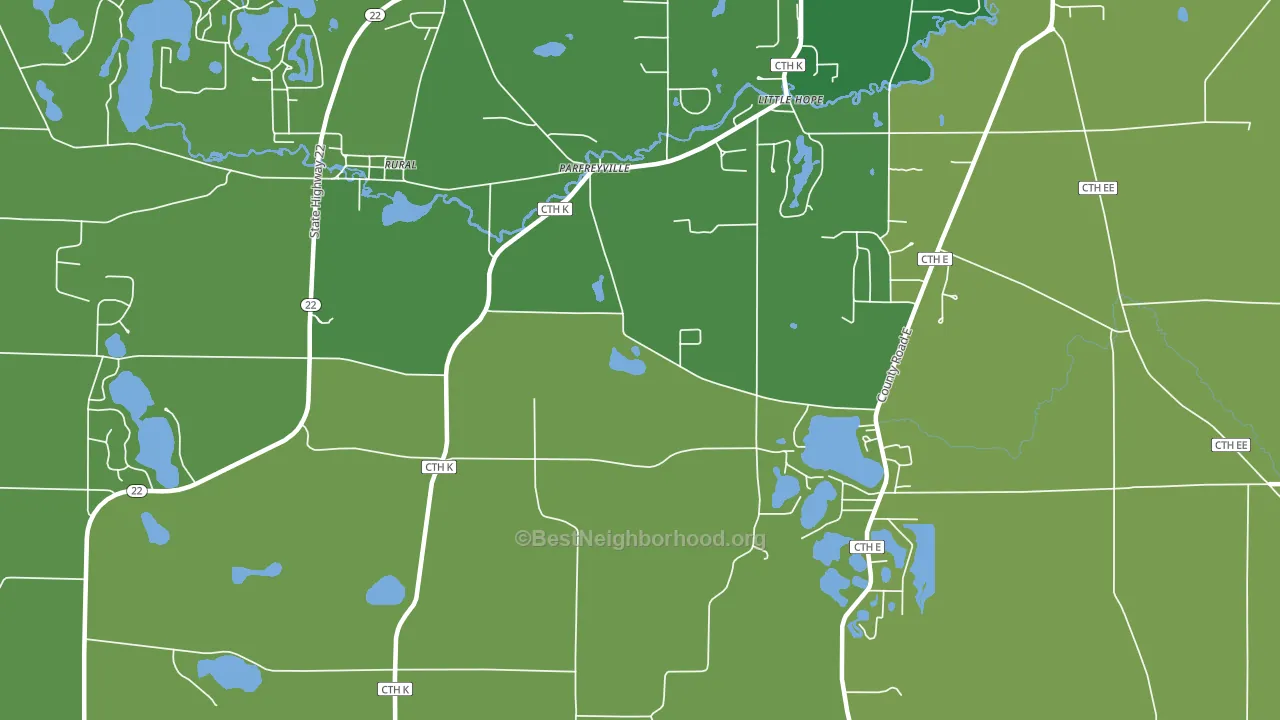 Parfreyville, WI block-group voter-turnout map