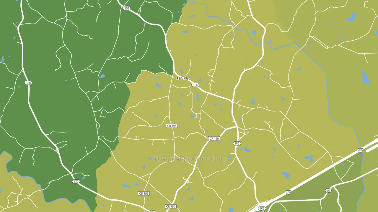 Parhams, GA block-group voter-turnout map