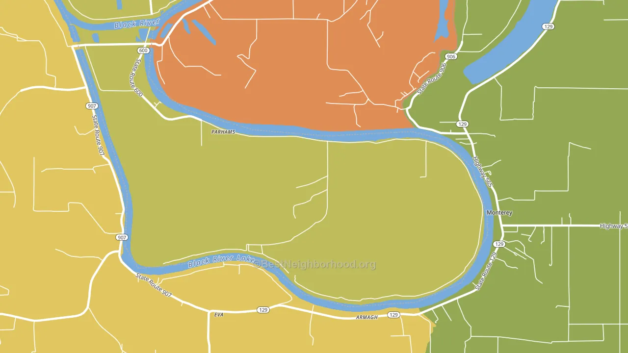 Parhams, LA block-group voter-turnout map