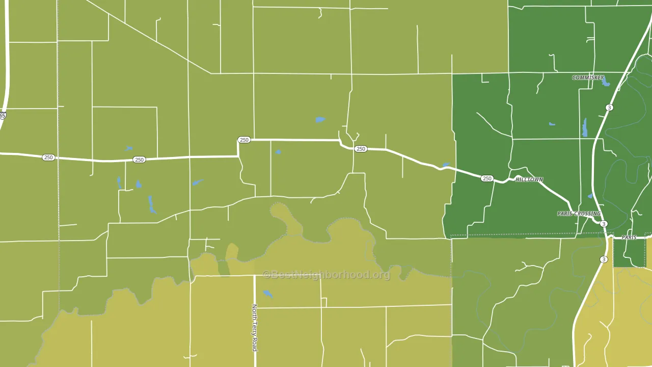 Paris Crossing, IN block-group voter-turnout map
