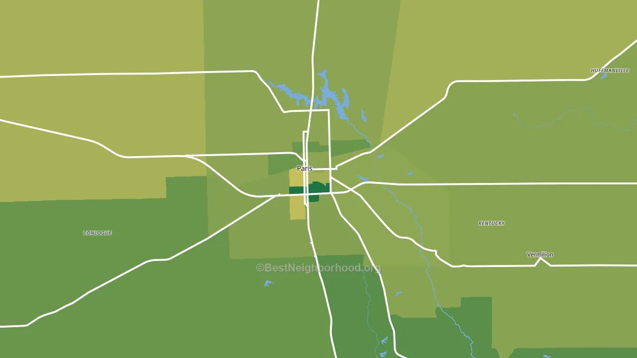 Paris, IL block-group voter-turnout map