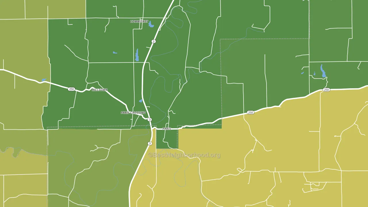 Paris, IN block-group voter-turnout map