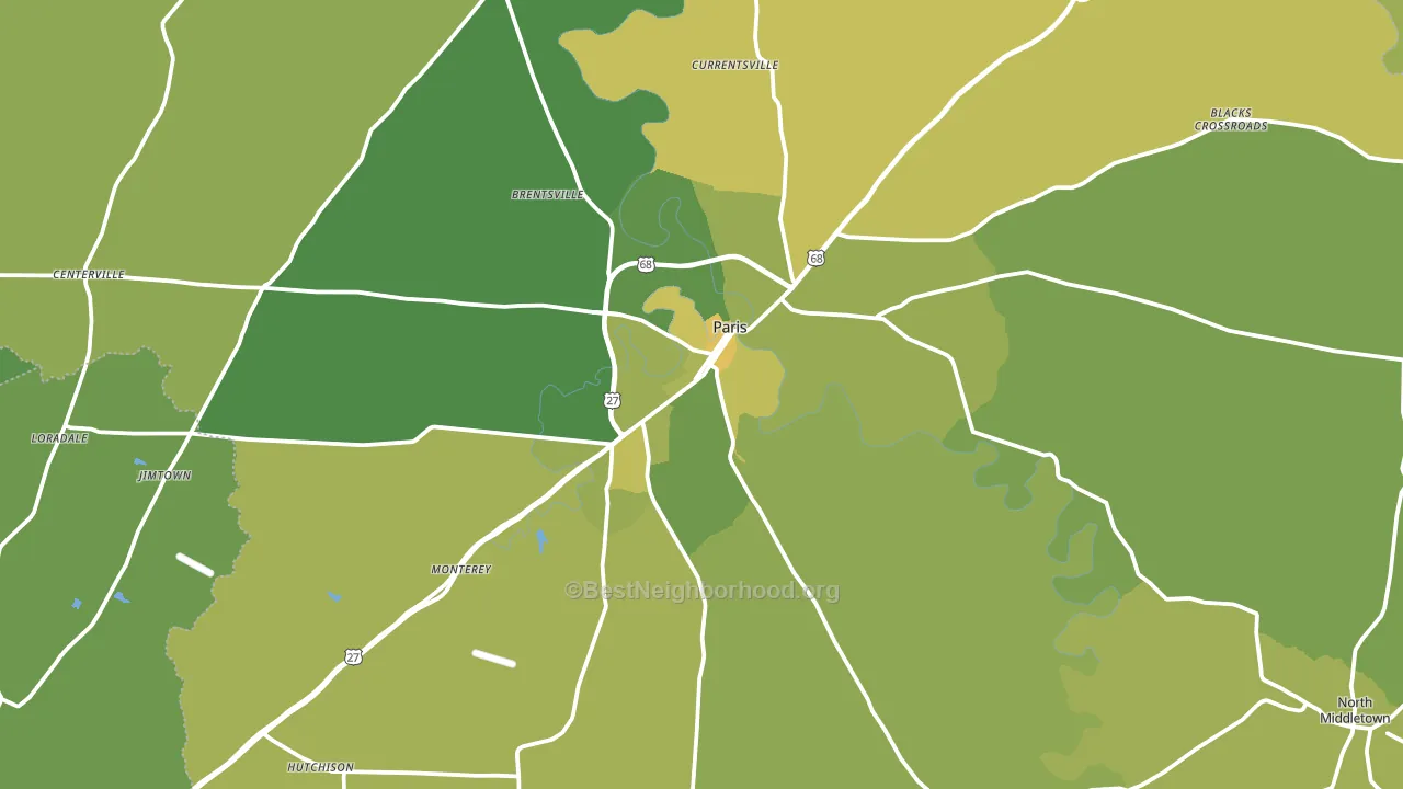 Paris, KY block-group voter-turnout map